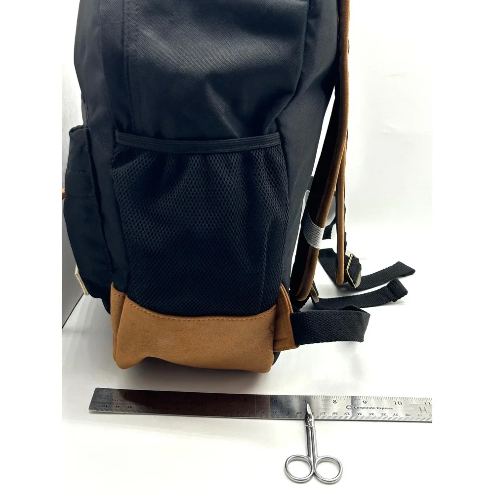 Sun + Stone Canvas Backpack Black Brown Faux Suede Bottom School Bag NEW